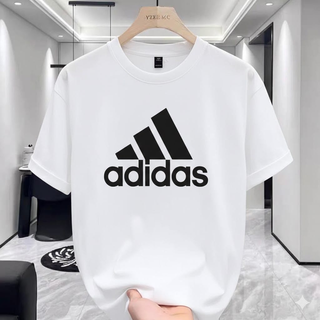 Adidas Big Logo White Premium Drop Shoulder Tee