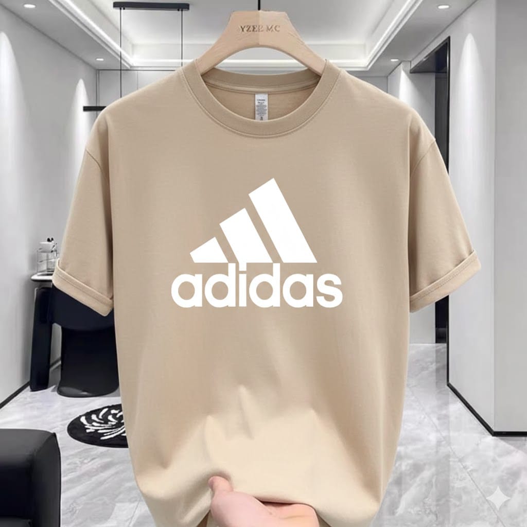 Beige Adidas Premium Drop Shoulder T-Shirt