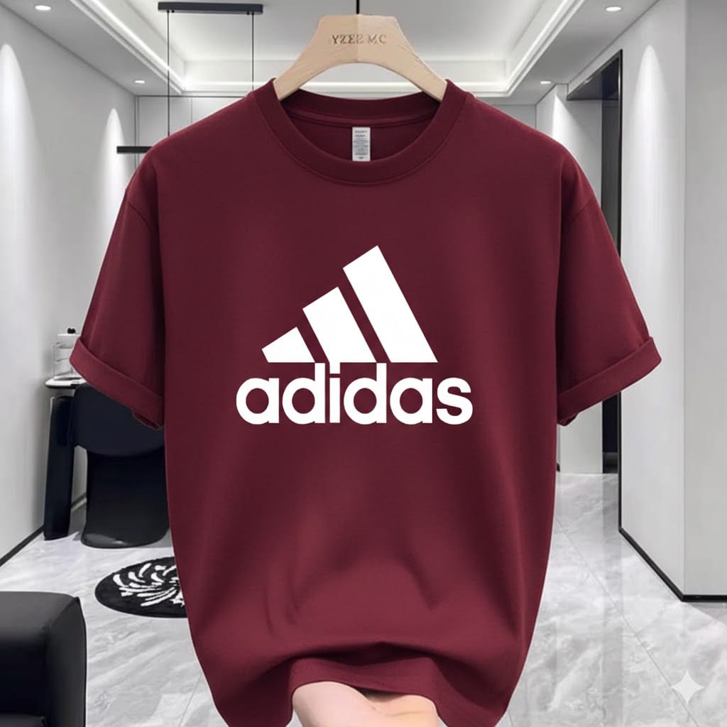 Maroon Adidas Premium Drop Shoulder T-Shirt