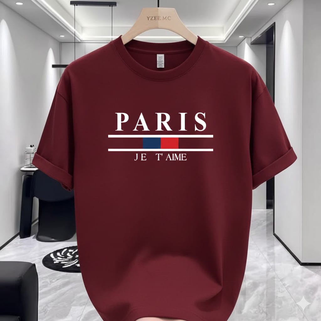 Maroon Paris Premium Drop Shoulder T-Shirt