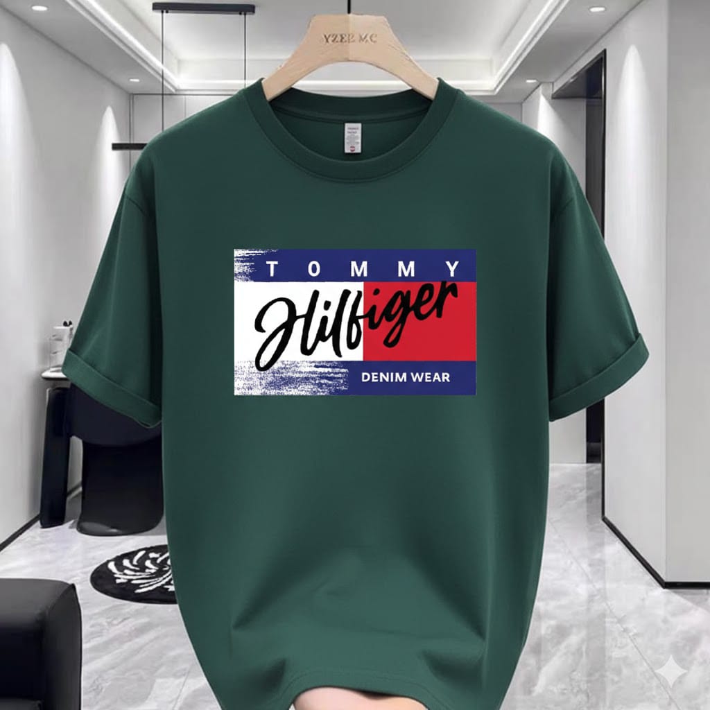 Green Tommy Hilfiger Premium Drop Shoulder T-Shirt