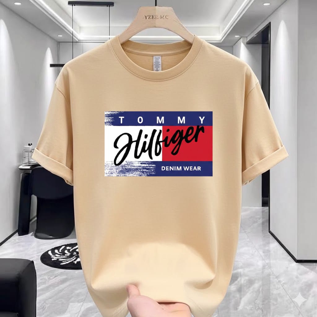 Beige Tommy Hilfiger Premium Drop Shoulder T-Shirt