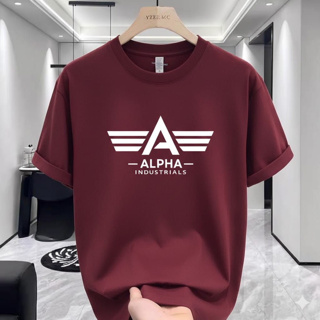 Maroon Alpha Premium Drop Shoulder T-Shirt