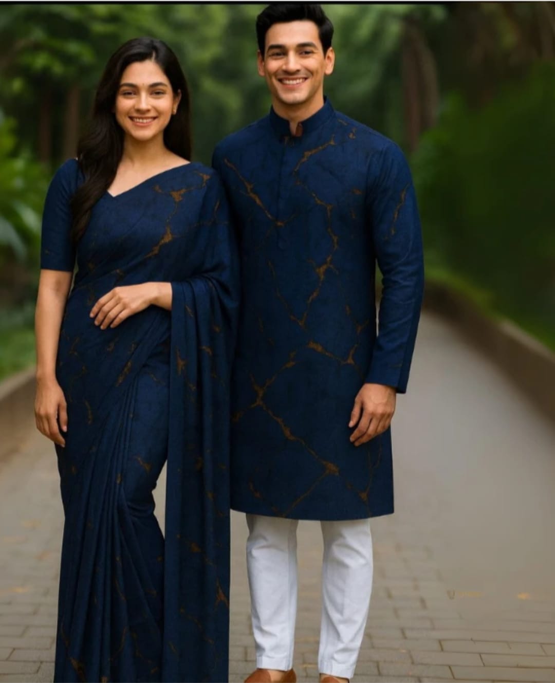 Eid Special Exclusive Couple Combo - Silk Saree & China Micro Stretch Panjabi