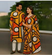Eid Special Exclusive Couple Combo - Silk Saree & China Micro Stretch Panjabi
