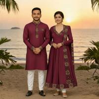 Eid Special Exclusive Couple Combo - China Micro Stretch Panjabi & Digital Print Gown Set