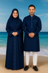 Eid Special Exclusive Couple Combo - China Micro Stretch Panjabi & Digital Print Borka Set