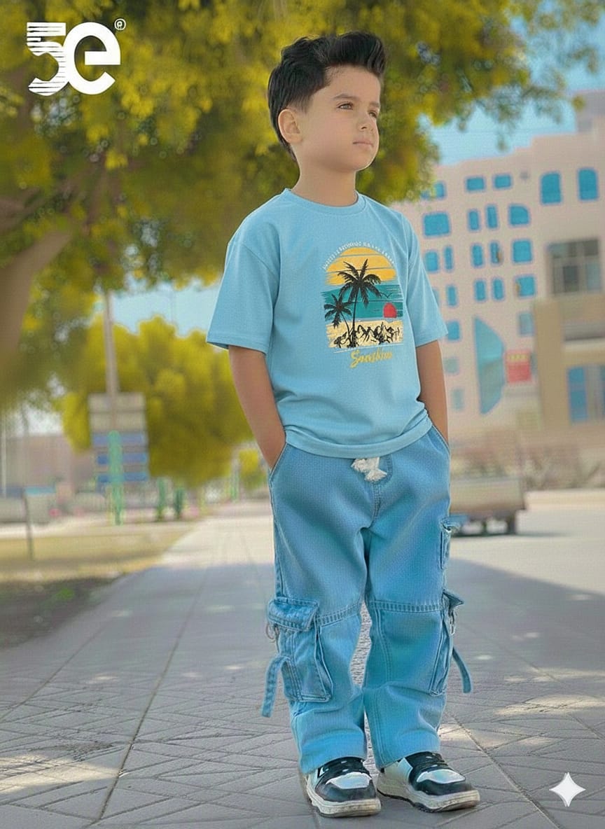 Premium Boys Denim Pant & T-Shirt Set (6-12 Years)