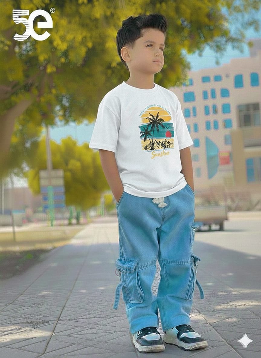 Premium Boys Denim Pant & T-Shirt Set (6-12 Years)