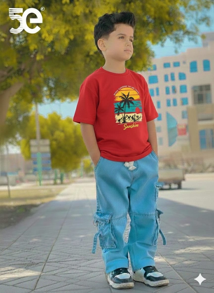 Premium Boys Denim Pant & T-Shirt Set (6-12 Years)