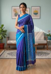 Premium Dhupiyan Silk Nakshi Tangail Sharee with Block Print & Embroidery