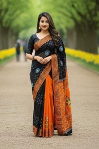 Premium Dhupiyan Silk Nakshi Tangail Sharee with Block Print & Embroidery