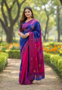 Premium Dhupiyan Silk Nakshi Tangail Sharee with Block Print & Embroidery