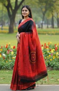 Premium Dhupiyan Silk Nakshi Tangail Sharee with Block Print & Embroidery