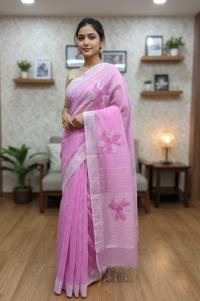 Half Silk Block Printed Saree for Elegant Look