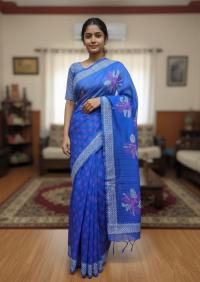 Half Silk Block Printed Saree for Elegant Look