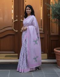Half Silk Block Printed Saree for Elegant Look