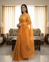 Half Silk Block Printed Saree for Elegant Look