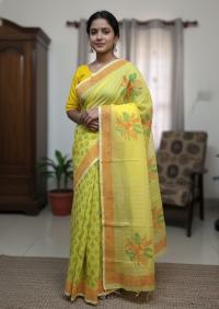 Half Silk Block Printed Saree for Elegant Look