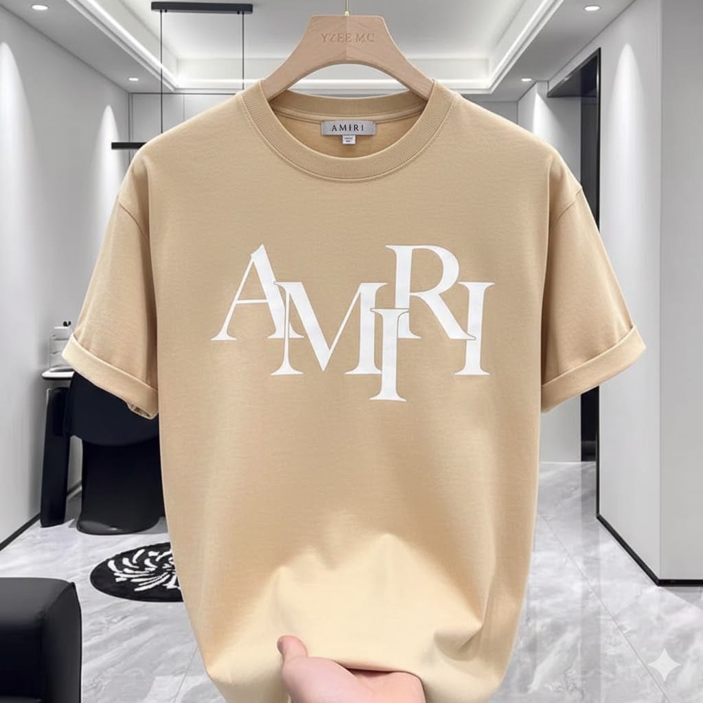 Premium Beige Monogram Graphic Drop Shoulder T-Shirt – 220 GSM | DR Fashion