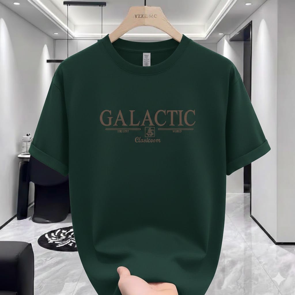 Premium Bottle Green GALACTIC Graphic Drop Shoulder T-Shirt – 220 GSM | DR Fashion