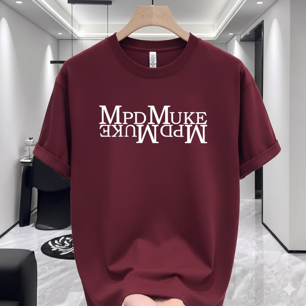 Premium Maroon MrD MukE Graphic Drop Shoulder T-Shirt – 220 GSM | DR Fashion