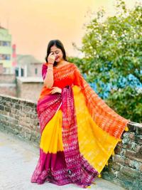 Premium Chanderi Silk Digital Floral Print Saree - Elegant Party Wear