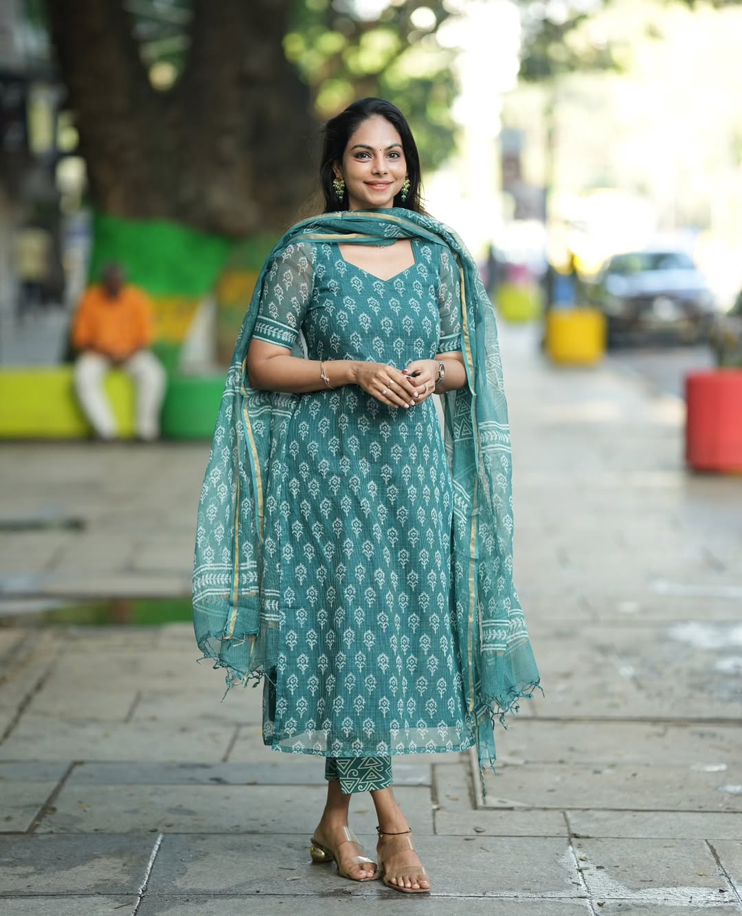 Premium Readymade Kota Fabric Batik Print Three-Piece Set