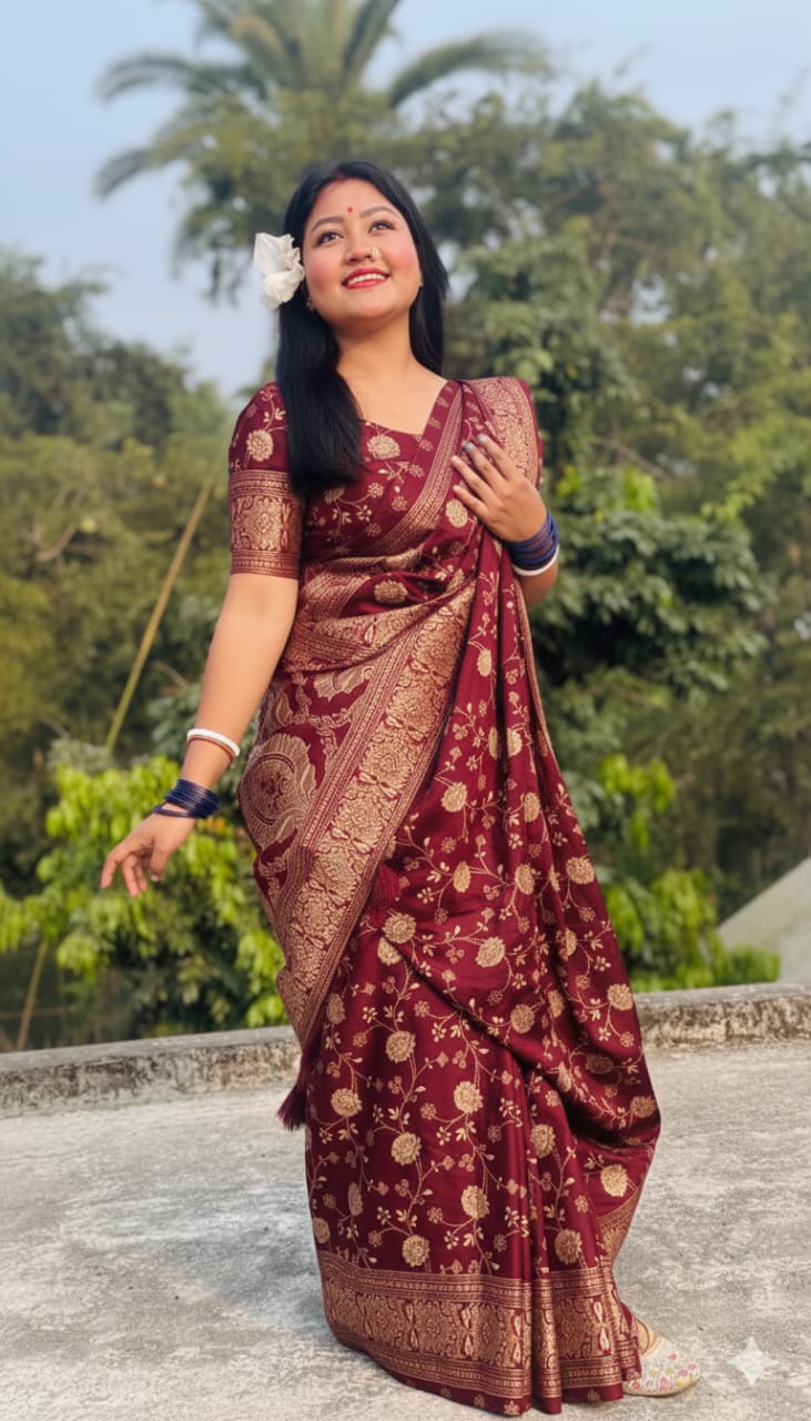 Japani Silk Skin Print Sharee with Blouse Piece ⭐⭐⭐⭐