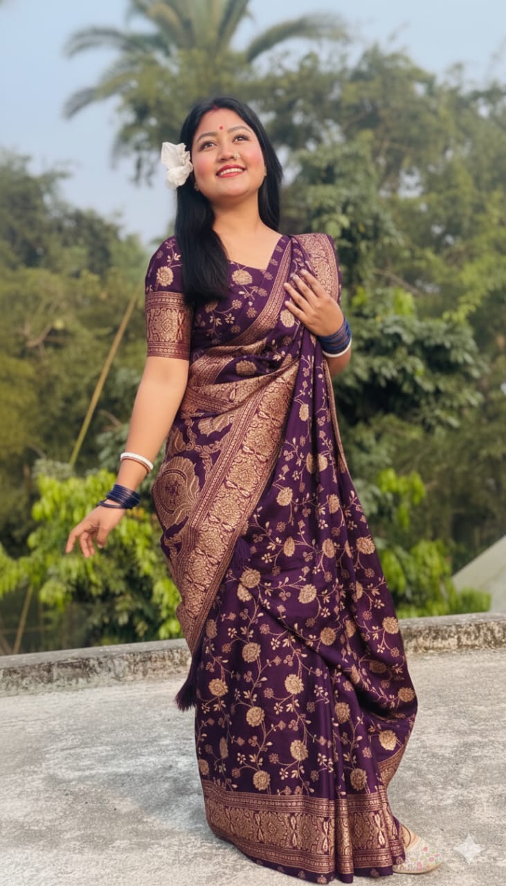 Japani Silk Skin Print Sharee with Blouse Piece ⭐⭐⭐⭐