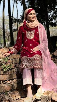 Soft Jorjet With sequence embroidery Three Piece ⭐⭐⭐⭐