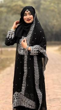 Premium Soft Jorjet Sequence Embroidery Three-Piece Set with Attached Inner