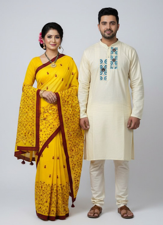 Premium Embroidery Matching Saree & Panjabi Couple Collection