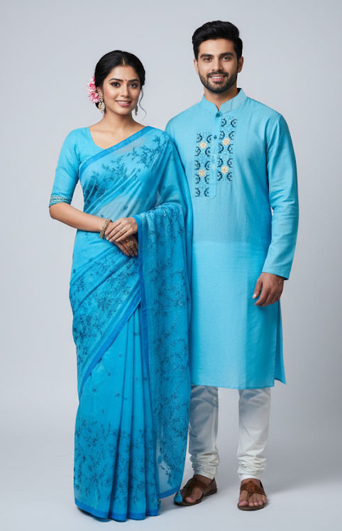 Premium Embroidery Matching Saree & Panjabi Couple Collection