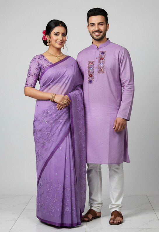 Premium Embroidery Matching Saree & Panjabi Couple Collection