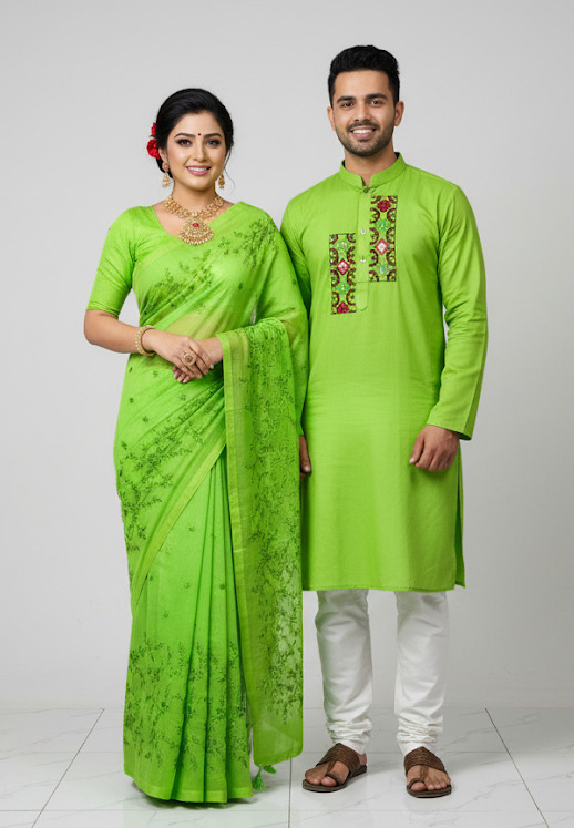 Premium Embroidery Matching Saree & Panjabi Couple Collection