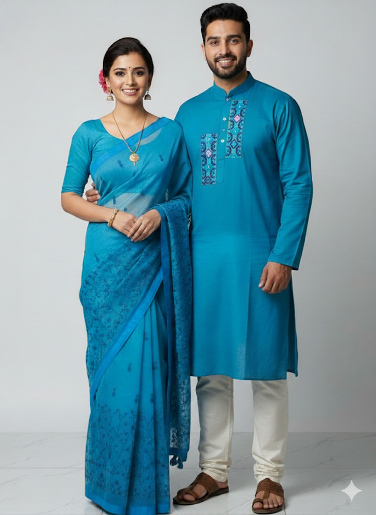 Premium Embroidery Matching Saree & Panjabi Couple Collection