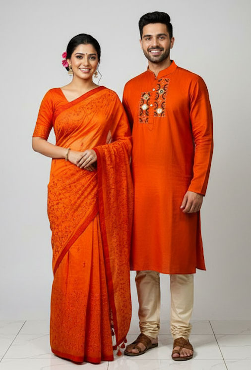 Premium Embroidery Matching Saree & Panjabi Couple Collection