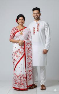 Premium Embroidery Matching Saree & Panjabi Couple Collection
