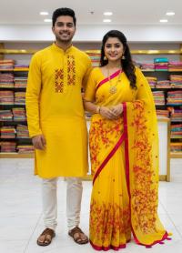 Premium Embroidery Matching Saree & Panjabi Couple Collection