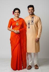 Premium Embroidery Matching Saree & Panjabi Couple Collection