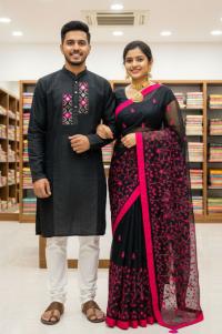 Premium Embroidery Matching Saree & Panjabi Couple Collection