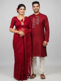 Premium Embroidery Matching Saree & Panjabi Couple Collection