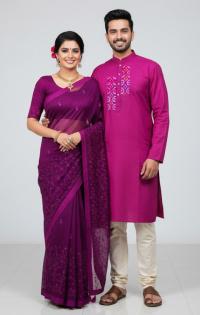Premium Embroidery Matching Saree & Panjabi Couple Collection