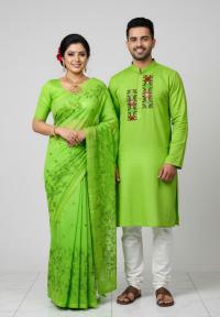Premium Embroidery Matching Saree & Panjabi Couple Collection
