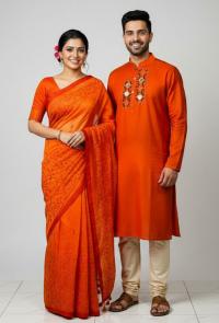 Premium Embroidery Matching Saree & Panjabi Couple Collection