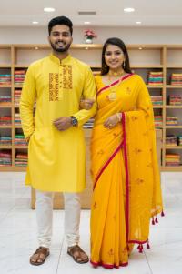 Premium Embroidery Matching Saree & Panjabi Couple Collection