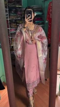 New Indian Design Readymade Rayon Cotton Three-Piece Set with Embroidery