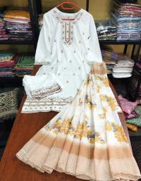 New Indian Design Readymade Rayon Cotton Three-Piece Set with Embroidery