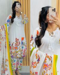 Premium China Microsoft Fabric Digital Print Readymade Three-Piece Set